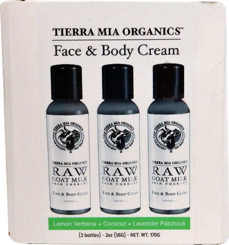 Tierra Mia Organics Face &amp; Body Cream Variety 3-Pack Lemon Verbena &amp; Coconut &amp; Lavender Patchouli -- 2 oz Each / Pack of 3