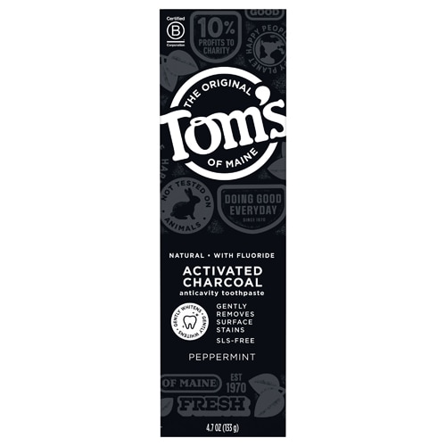 Tom's of Maine Activated Charcoal Anticavity Toothpaste Peppermint -- 4.7 oz