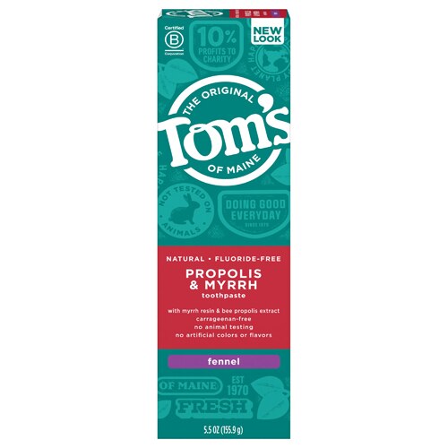 Tom's of Maine Propolis and Myrrh Fluoride-Free Natural Toothpaste Fennel -- 5.5 oz
