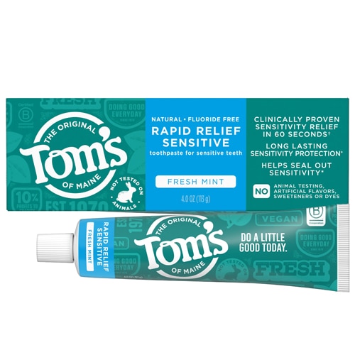 Tom's of Maine Rapid Relief Sensitive Fluoride-Free Natural Toothpaste Fresh Mint