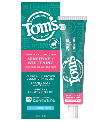 Tom's of Maine Sensitive + Whitening Fluoride Free Toothpaste Soothing Mint