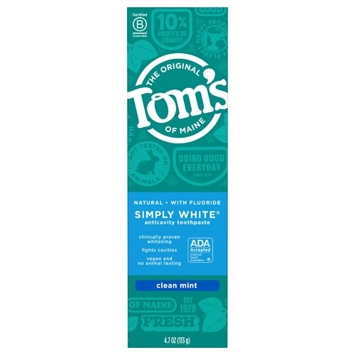 Tom's of Maine Simply White Fluoride Toothpaste Clean Mint -- 4.7 oz