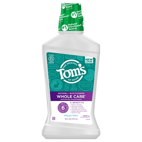 Tom's of Maine Whole Care® Fluoride Natural Mouthwash Fresh Mint -- 16 fl oz