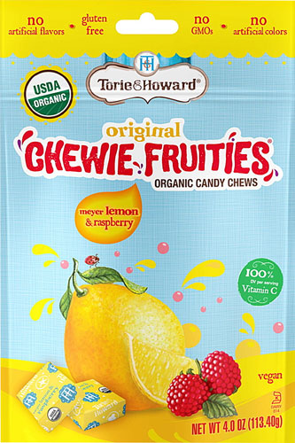 Torie & Howard Chewie Fruities Organic Candy Chews Meyer Lemon & Raspberry -- 4 oz