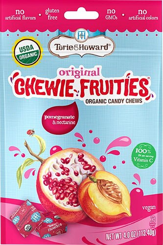 Torie & Howard Chewie Fruities Organic Candy Chews Pomegranate & Nectarine -- 4 oz