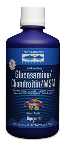 Trace Minerals Research Glucosamine Chondroitin MSM Liquimins™ Blueberry -- 32 fl oz