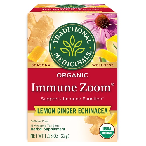 Traditional Medicinals Organic Immune Zoom Tea Lemon Ginger -- 16 Tea Bags
