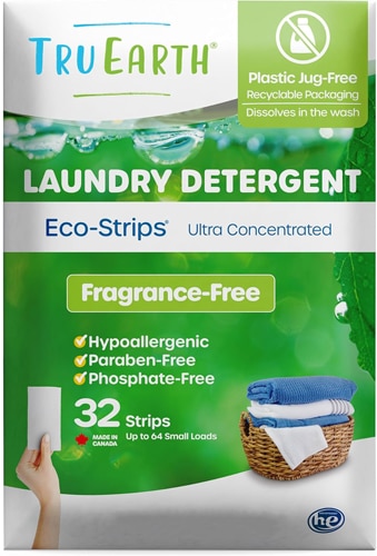 Tru Earth Laundry Detergent Eco-Strips - Fragrance-Free -- 32 Strips