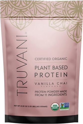 Truvani Organic Plant Based Protein Powder Vanilla Chai -- 20 Servings
