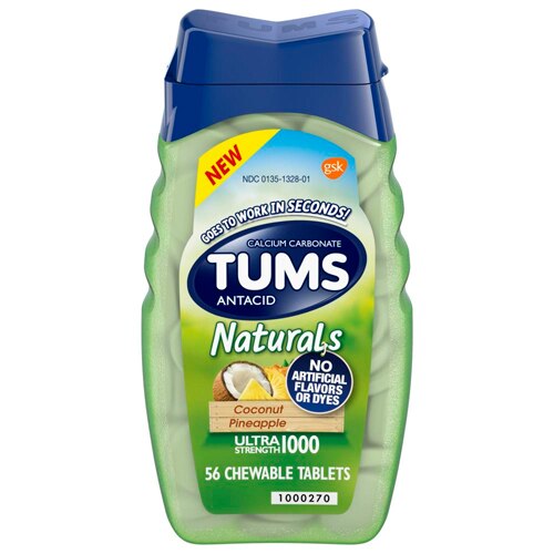 Tums Naturals Ultra Strength Chewable Tablets Coconut Pineapple -- 56 Tablets