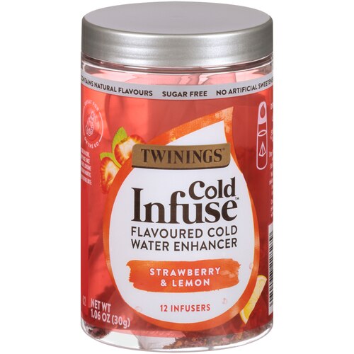 Twinings Cold Infuse Flavored Cold Water Enhancer Strawberry & Lemon -- 12 Infusers