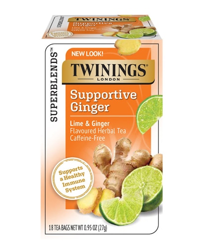 Twinings Supportive Ginger Flavoured Herbal Tea Lime & Ginger -- 18 Tea Bags