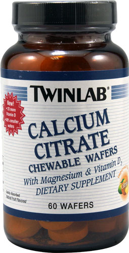 Twinlab Calcium Citrate With Magnesium &amp; Vitamin D3 Citrus -- 60 Chewable Wafers