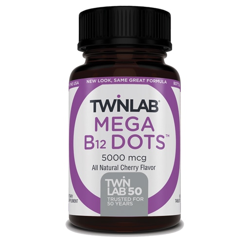 Twinlab Mega B-12 Dots™ -- 5000 mcg - 60 Tablets