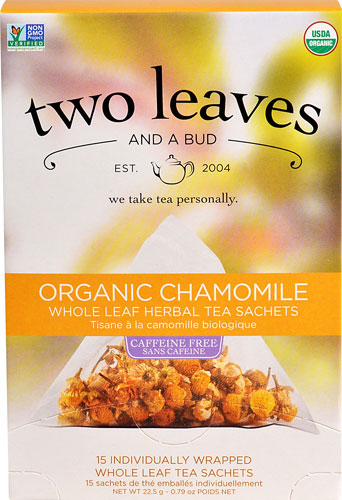 Two Leaves and a Bud Organic Whole Leaf Herbal Tea Sachets Chamomile -- 15 Tea Bags