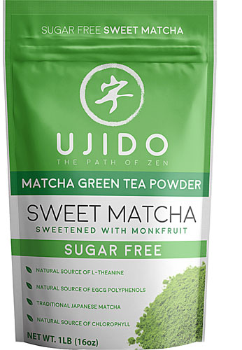 Ujido Sweet Matcha Green Tea Powder Sweetened with Monkfruit -- 16 oz