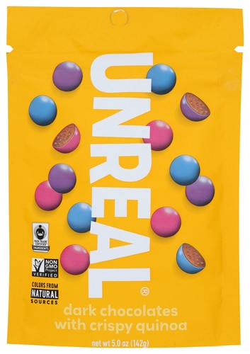 Unreal Dark Chocolate Gems, Crispy Quinoa - 6 oz bag