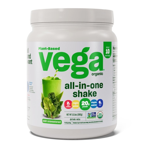 Vega Organic All-in-One Vegan Protein Powder Plain -- 10 Servings