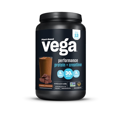Vega Performance Protein + Creatine - Vegan Plant Protein Powder Creamy Chocolate