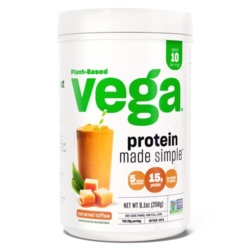 Vega Protein Made Simple - Vegan Protein Powder Caramel Toffee -- 10 Servings