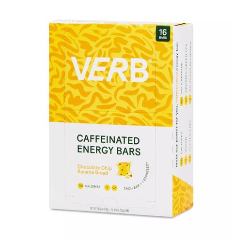 Verb Energy Caffeinated Energy Bar Chocolate Chip Banana Bread -- 16 Bars