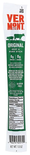 Vermont Smoke and Cure Beef &amp; Pork Stick Gluten Free Cracked Pepper -- 1 oz