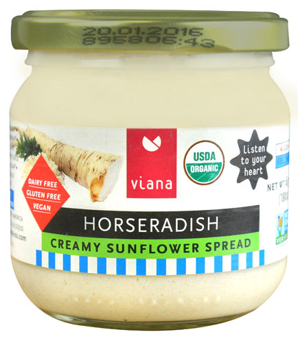 Viana Organic Creamy Sunflower Spread Horseradish -- 6.35 oz