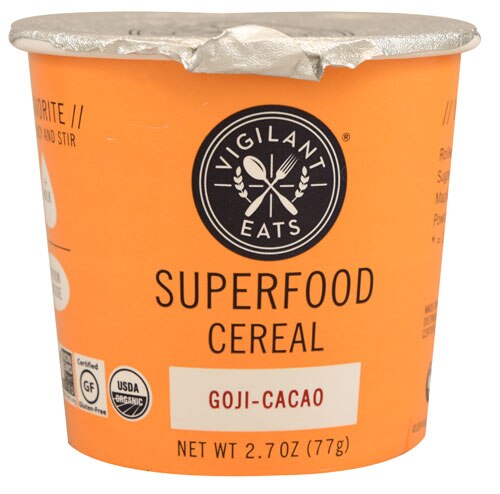 Vigilant Eats Organic Superfood Cereal Gluten Free Goji-Cacao -- 3 oz