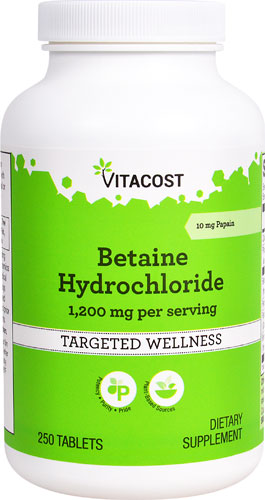 Vitacost Betaine Hydrochloride -- 1200 mg per serving - 250 s