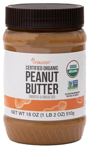 Vitacost Certified Organic Peanut Butter Smooth & Unsalted