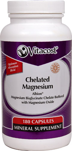 Vitacost Chelated Magnesium - Albion® Magnesium Bisglycinate Chelate Buffered -- 180 Capsules