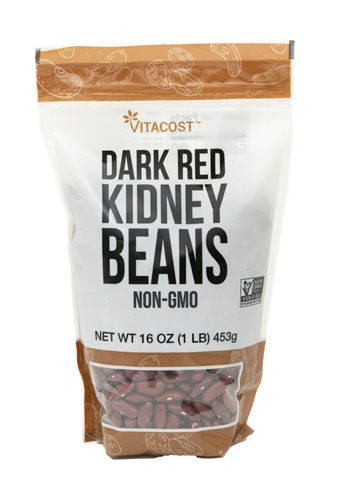 Vitacost Dark Red Kidney Beans - Non-GMO and Gluten Free -- 16 oz (1 lb) 453g