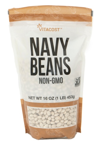 Vitacost Navy Beans - Non-GMO and Gluten Free -- 16 oz (1 LB) 453g