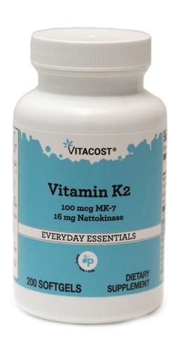 Vitacost Vitamin K2 -- 100 mcg MK-7 - 16 mg Nattokinase - 200 Softgels