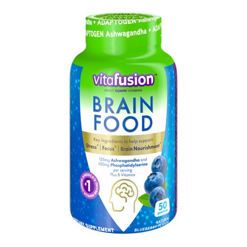 Vitafusion Brain Food Adult Gummy Natural Blueberry -- 50 Gummies