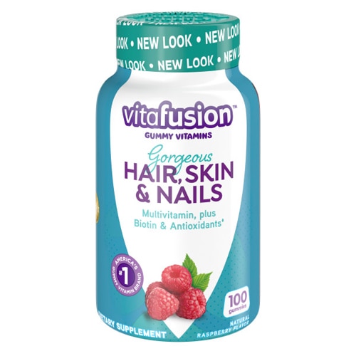 Vitafusion Hair Skin & Nails Multivitamin Natural Raspberry -- 100 Gummies