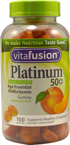 Vitafusion Platinum 50+ Age Essential Multivitamins Natural Peach -- 100 Gummies