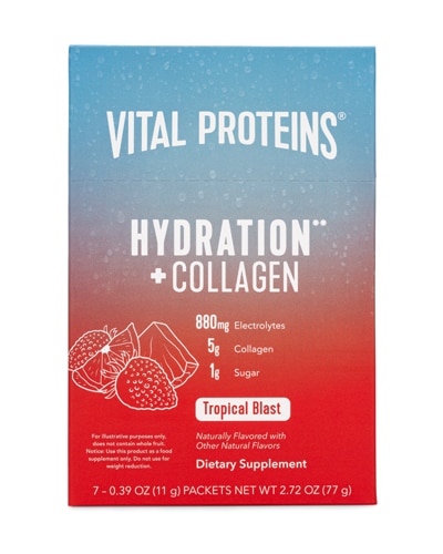Vital Proteins Hydration + Collagen Stick Packs Tropical Blast -- 7 Stick Packs