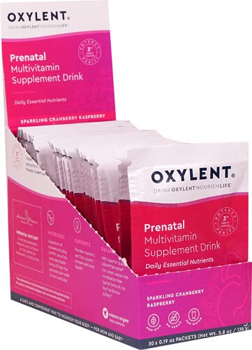 Vitalah Oxylent Prenatal Multivitamin Supplement Drink Sparkling Cranberry Raspberry -- 30 Packets