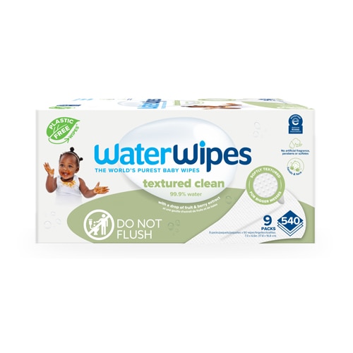 WaterWipes Textured Clean 99.9% Water Based Toddler & Baby Wipes Unscented for Sensitive Skin