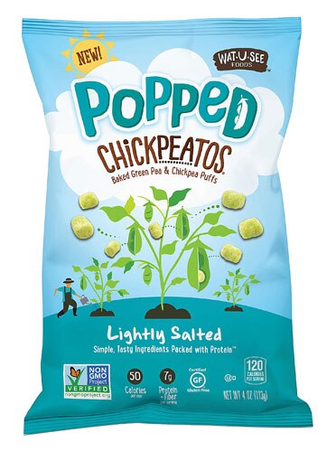 Watusee Foods Popped chickpeatos Puff Snack Lightly Salted -- 4 oz