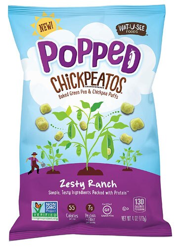 Watusee Foods Popped chickpeatos Puff Snack Zesty Ranch -- 4 oz