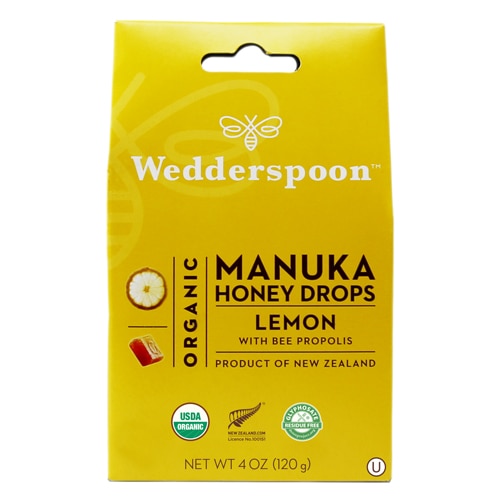 Wedderspoon  Manuka Honey Drops with Bee Propolis Lemon -- 4 oz