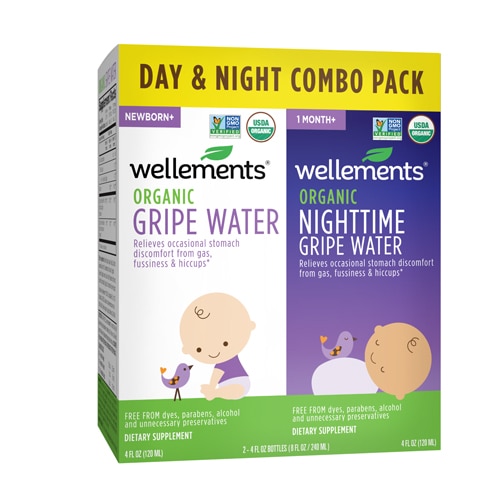 Wellements Organic Gripe Water Day & Night Combo Pack -- 8 fl oz