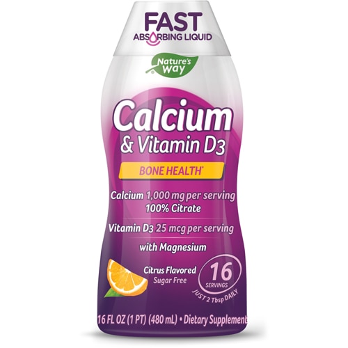 Wellesse Calcium and Vitamin D3 Bone Strength Liquid Sugar-Free Citrus -- 16 fl oz