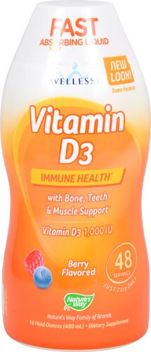 Wellesse Vitamin D3 Liquid Berry 1000 Iu 16 Fl Oz