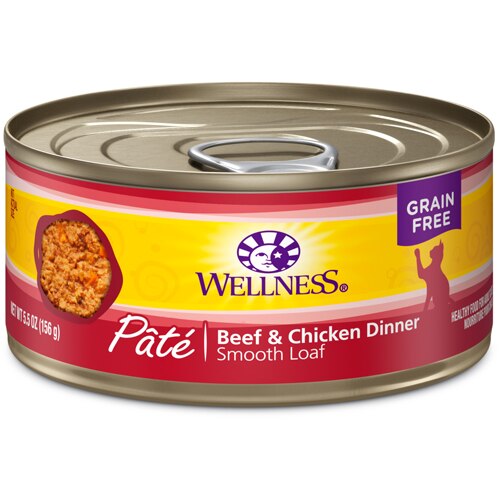 Wellness Canned Cat Food Grain Free Beef and Chicken -- 5.5 oz
