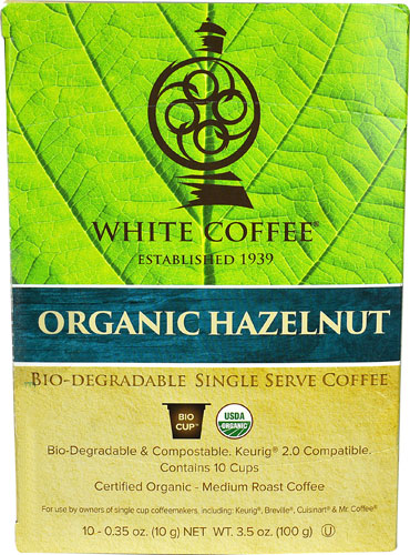 White Coffee Organic Single Serve Coffee Hazelnut -- 10 K-Cups