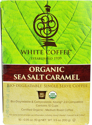 White Coffee Organic Single Serve Coffee Sea Salt Caramel -- 10 K-Cups