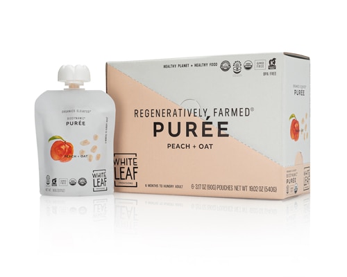 White Leaf Provisions Baby Food Organic Puree 6+ Months Peach Oat